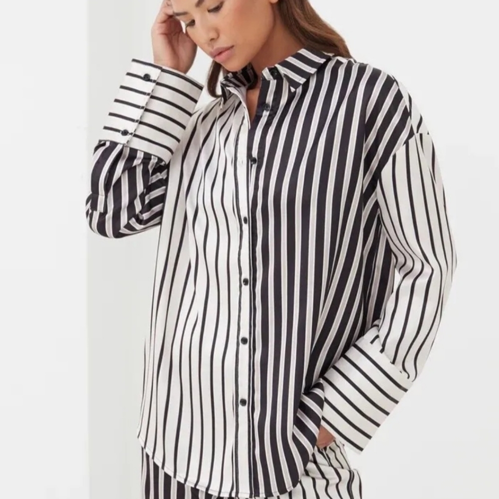 4Th & Reckless Imani Oversized Satin Button Up Shirt